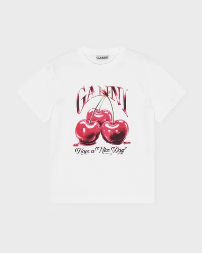 Ganni White Cherry Graphic T-shirt
