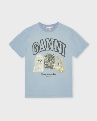Ganni Basic Cotton Jersey Animals Relaxed T-shirt
