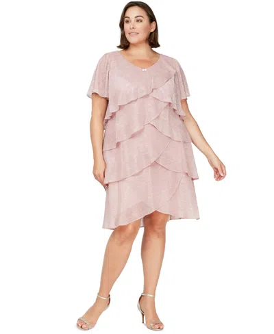 Sl Fashions Plus Size Tiered Metallic Dress