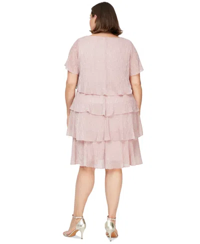 Sl Fashions Plus Size Tiered Metallic Dress