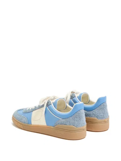 Valentino Upvillage Suede-trimmed Leather Sneakers In Blue