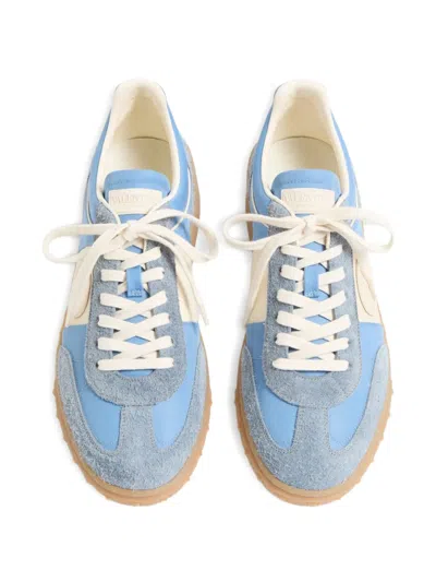 Valentino Upvillage Suede-trimmed Leather Sneakers In Blue