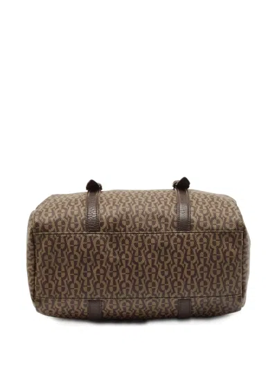 Pre-owned Aigner Vintage Canvas Tote Bag In Brown