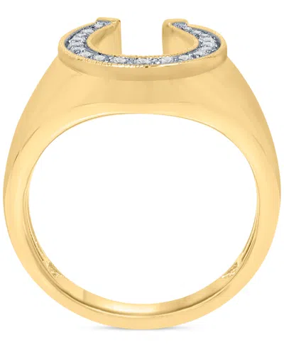 Macy's Men's Diamond Horseshoe Ring (1/3 Ct. T.w.) In 14k Gold-plated Sterling Silver
