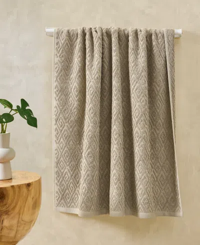 John Robshaw Maze Solid Texture Cotton Bath Towel, 54" X 32" In Neutral
