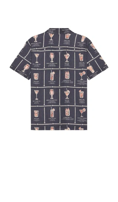 Marine Layer Archive Resort Shirt Navy Happy Hour Print In Blue