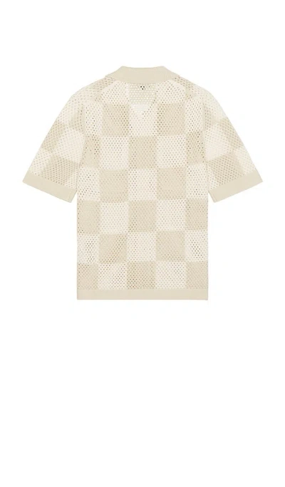 Reiss Alfred Open Knit Button Down Shirt In Neutral