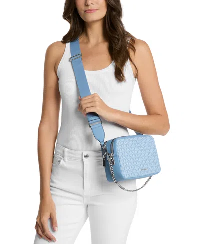 Michael Kors Michael  Bryant Medium Double Zip Chain Camera Crossbody In Blue