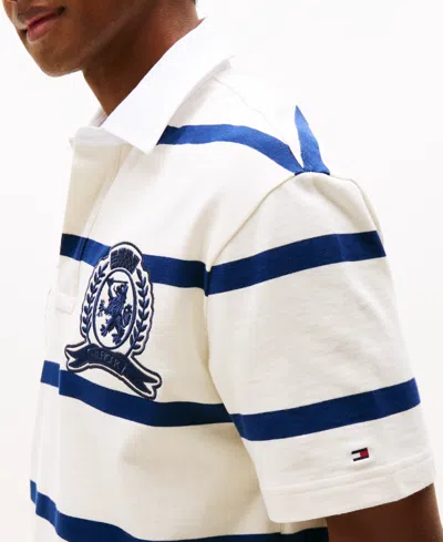 Tommy Hilfiger Classic Fit Rugby Stripe Logo Polo In White
