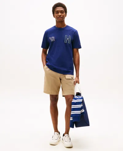 Tommy Hilfiger Men's Varsity Relaxed-fit Tufted Chenille Applique T-shirt In Blue