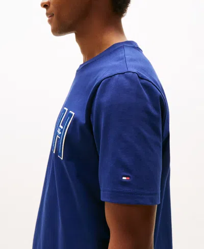 Tommy Hilfiger Men's Varsity Relaxed-fit Tufted Chenille Applique T-shirt In Blue