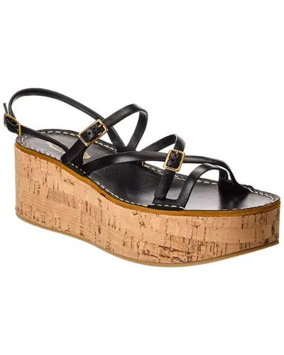 Tod's Tods Logo Leather Wedge Sandal In Black