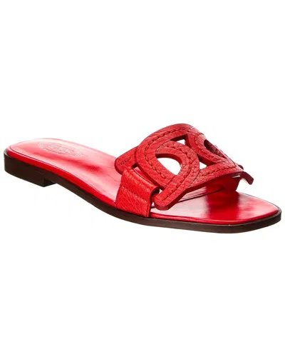 Tod's Tods Logo Leather Sandal In Red