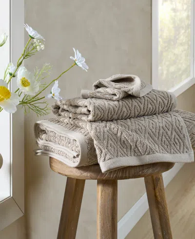 John Robshaw Maze Solid Texture Cotton Hand Towel, 30" X 20" In Neutral