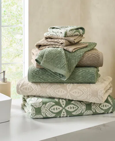 John Robshaw Maze Solid Texture Cotton Hand Towel, 30" X 20" In Neutral