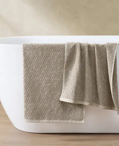 John Robshaw Maze Solid Texture Cotton Hand Towel, 30" X 20" In Neutral