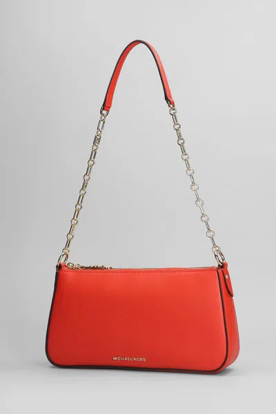 Michael Kors Empire Shoulder Bag In Red Leather In Orange