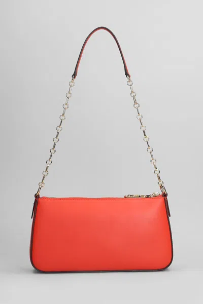 Michael Kors Empire Shoulder Bag In Red Leather In Orange