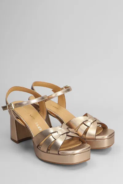 Pedro Miralles 80mm Crossover Platform Sandals In Gold