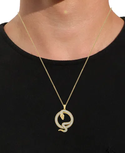 Macy's Men's Diamond Coiled Snake 22" Pendant Necklace (1/2 Ct. T.w.) In Gold-plated Sterling Silver