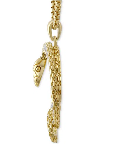 Macy's Men's Diamond Coiled Snake 22" Pendant Necklace (1/2 Ct. T.w.) In Gold-plated Sterling Silver