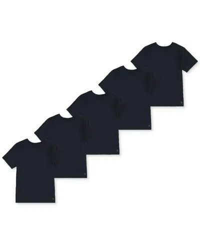Polo Ralph Lauren Big Boys Crewneck Undershirts, 5 Pack In Black