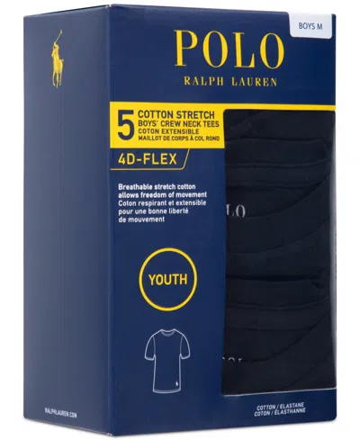 Polo Ralph Lauren Big Boys Crewneck Undershirts, 5 Pack In Black