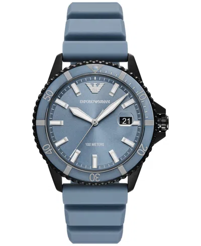 Emporio Armani Men's Blue Silicone Strap Watch 42mm