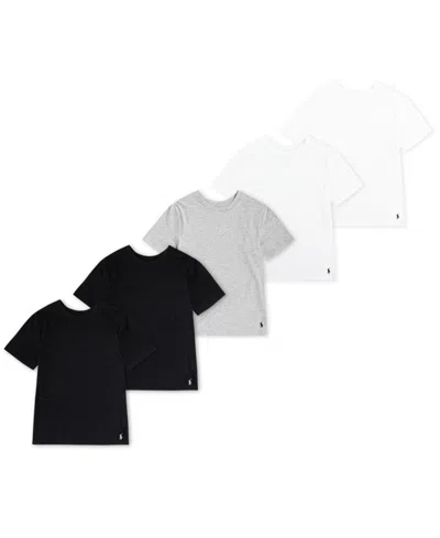 Polo Ralph Lauren Big Boys Crewneck Undershirts, 5 Pack In Black