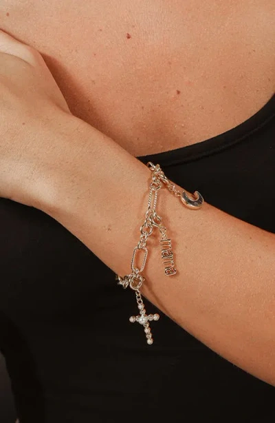 Sterling Forever Rhodium Plated Fianna Mixed Chain Link Bracelet