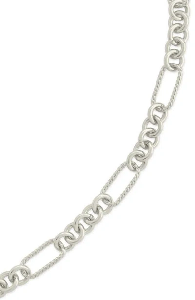 Sterling Forever Rhodium Plated Fianna Mixed Chain Link Bracelet