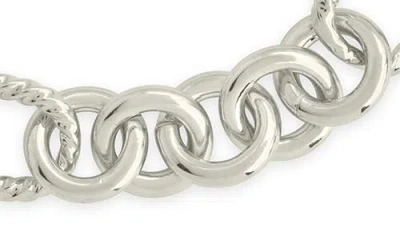 Sterling Forever Rhodium Plated Fianna Mixed Chain Link Bracelet