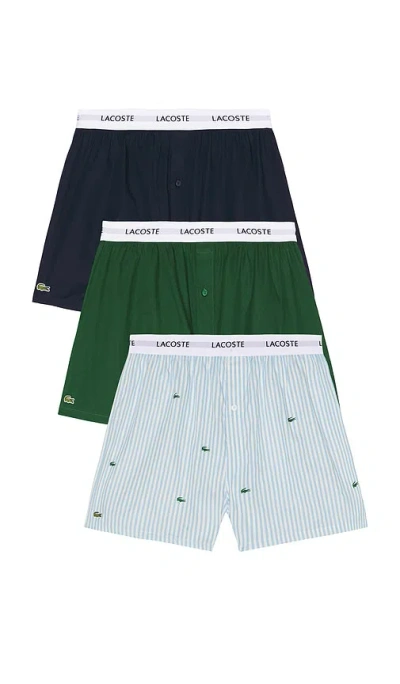 Lacoste 3-pack Cotton Weave Boxers In Multi