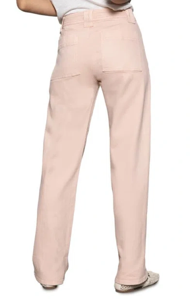 Sanctuary Luna Button Fly High Waist Cuff Straight Leg Jeans In Earth Pink