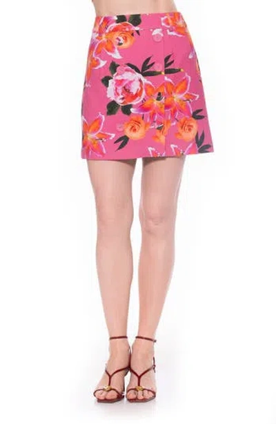 Alexia Admor Jinny High Rise Double Button Miniskirt In Multi