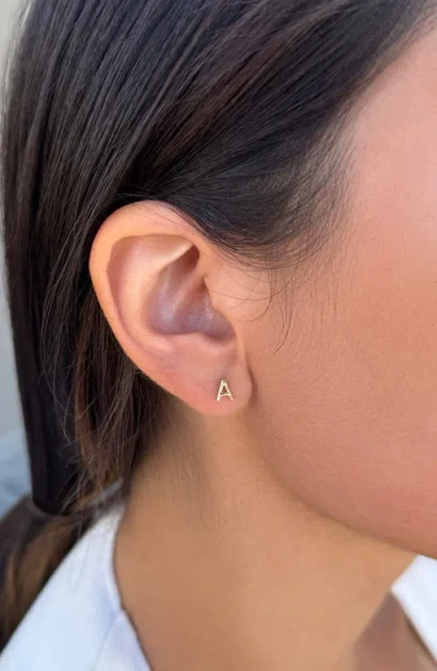 Adornia Fine 14k Gold Vermeil .925 Sterling Silver Single Initial Stud Earring