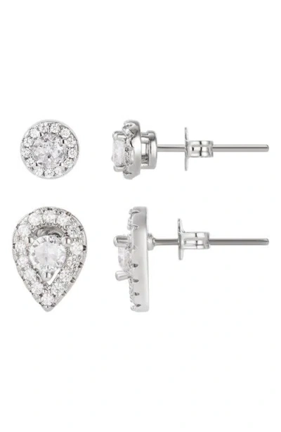 Adornia Set Of 2 Assorted Cubic Zirconia Stud Earrings In Metallic
