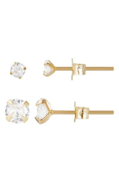 Adornia Fine Set Of 2 Assorted Solitaire Crystal Stud Earrings