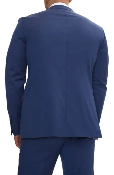 Ron Tomson Trim Fit Solid Peak Lapel Wool Suit In Blue