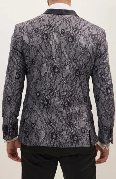 Ron Tomson Shawl Collar Lace Formal Jacket In Multi