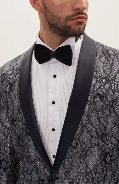 Ron Tomson Shawl Collar Lace Formal Jacket In Multi