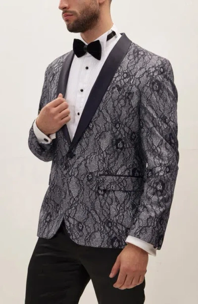Ron Tomson Shawl Collar Lace Formal Jacket In Multi