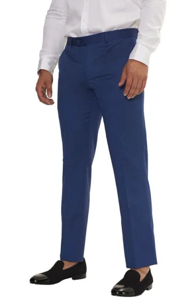 Ron Tomson Trim Fit Solid Peak Lapel Wool Suit In Blue