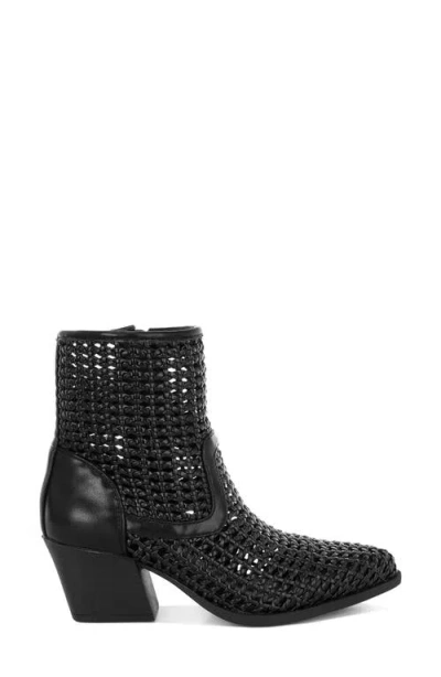 Rag & Co Artisole Woven Block Heel Boot In Black