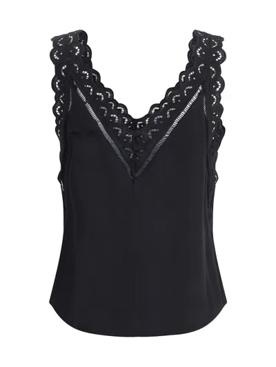 Isabel Marant Fradela Guipure Lace-trimmed Poplin Tank In Black