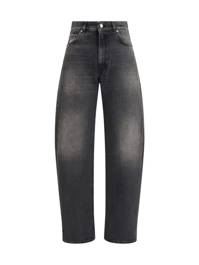 Haikure Wide-leg Denim Trousers With Medium Waist In Black