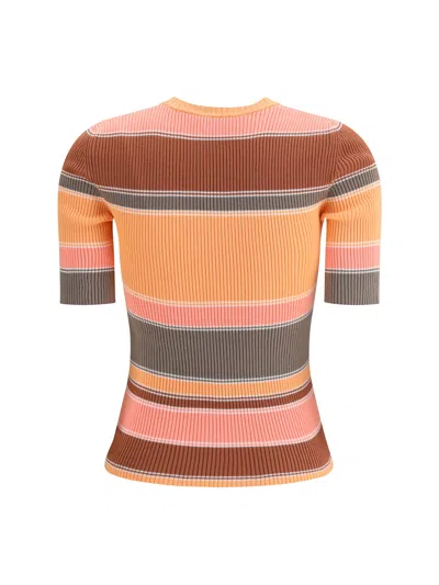 Chloé Embroidered Striped Ribbed Cotton Sweater In Multi