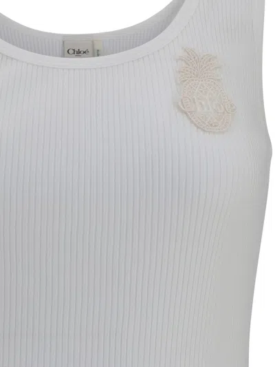 Chloé Ribbed Jersey Top In Gray