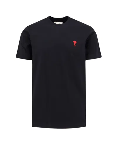 Ami Alexandre Mattiussi T-shirt In Cotone Biologico Con Ricamo Logo In Contrasto In Black