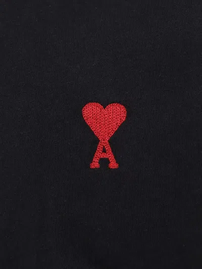 Ami Alexandre Mattiussi T-shirt In Cotone Biologico Con Ricamo Logo In Contrasto In Black
